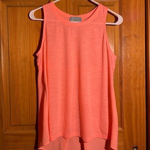 Skies Are Blue Tank Top. Small Salmon Pink with Dual Material Back. Gently Used
